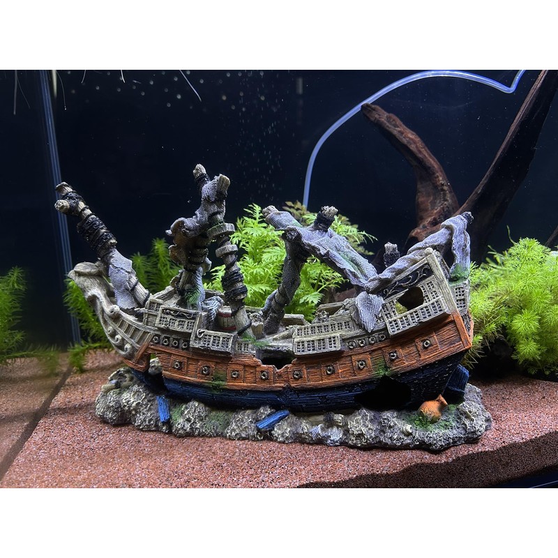 RVQIGYP Large Fish Tank Decoration Treasure Hunting Pirate Ship, Aquarium