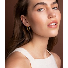 day.berlin Creole Earrings Pink 18 K Gold-Plated Women's Earrings Twisted 25 mm Diameter 2 mm Thick 316L Stainless Steel Nickel-Free and Waterproof, Stainless Steel, No Gemstone