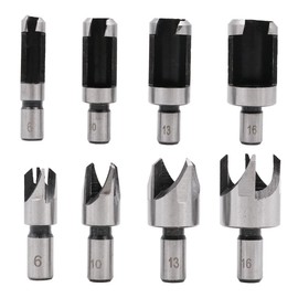 ZONADA 8pcs in Set Wood Plug Cutters Roundwood Wood Plug Tenon Drill Bit Cutter Shank Plug Cutter Assortment Size 6mm/ 10mm/ 13mm/ 16mm Woodworking Wood Board