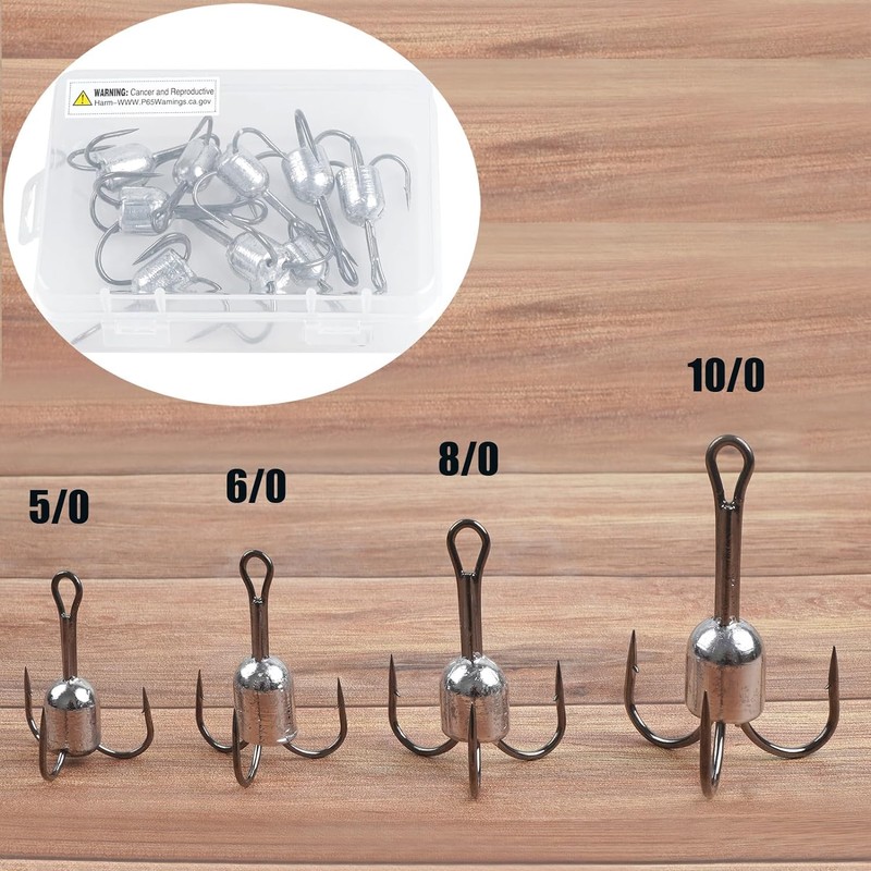 8pcs Snagging Hooks Snagging Weighted Treble Hooks Strong Large Fishing