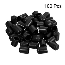 QUARKZMAN Pack of 100 Rubber End Caps 17 mm ID Rubber Caps Rubber Plugs Round Protective Caps Protective Cover End Tips Dust Protection for Wire Cable Thread Bolts Screws Pourer Black