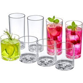 Amazing Abby - Liberty - 12-Ounce and 16-Ounce Plastic Tumblers (Set of 8), Drinking Glasses, Reusable Cups, BPA-Free, Shatter-Proof, Dishwasher-Safe (Made of Plastic, NOT Glass)