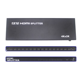 Optimal Shop HDMI Splitter 1 in 16 Out 16 Port 1x16 Full HD 1080P HDMI 1.4 Splitter with Switcher Converter Support 4KX2K 3D Digital Audio Format-Black(16 Port HDMI Splitter 4K)