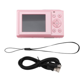 4K Digital Camera for Teens Kids 44MP 16X Digital Zoom Autofocus Anti Shake 2.4 Inch Screen Pocket Compact Camera for Photography Travel Vlogging Pink