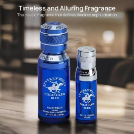 Beverly Hills Polo Club Blue  2.5oz + Travel Spray For Men 0.5oz EDT NEW SEALED