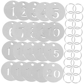 STOBOK Number Label Tags 20pcs Numbered Discs for Key Management Metal Key Tags Home Office Key Organizers