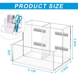 Sherr Acrylic Magnetic Pen Holder for Whiteboard 3 Compartments with Sticky Notes Holder Dry Erase Marker Holder for Refrigerator Work Locker Organizer, White Board Accessories