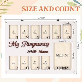 Chunful Monthly Sonogram Picture Frame Ultrasound Photo Frame Pregnancy Announcement for 1-10 Month Keepsake Baby Ultrasound Photo Album Pregnant Gift for First Time Mom Baby Nursery Decor,15'' x 12''