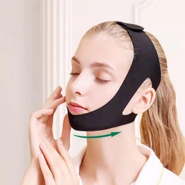 V-Line Lifting Mask,Chin Strap for Sleepping ，Reusable Face Slimming Strap for Women，Jaw Exerciser (Black)