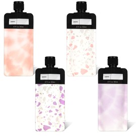 4PCS Travel Pouches for Toiletries, 3oz Refillable Leak Proof Empty Squeeze Pouches, Portable Travel Fluid Makeup Packing Pouches for Shampoo Conditioner Lotion Body Wash, Style 1
