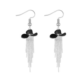Western Earrings for Women Cowgirl Hat Dangle Earrings Sliver Rhinestone Tassel Earrings Cowboy Cowgirl Outfits Earrings Christmas Jewelry Gifts Stocking Stuffers