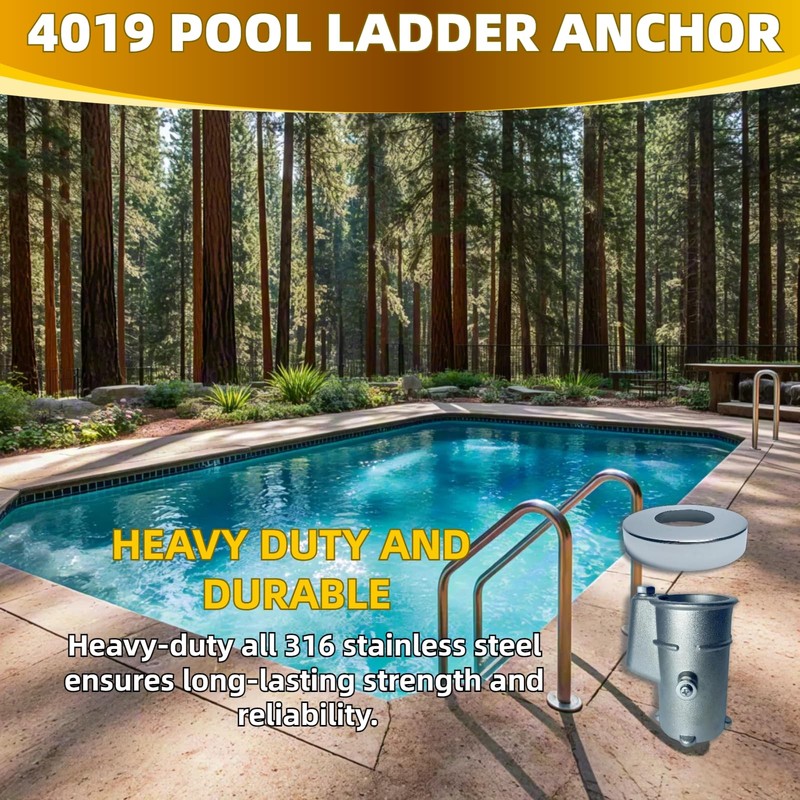 Upgraded 316 Stainless Steel Pool Anchoring Kit—Corrosion-Resistant, 4'' Designed for