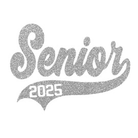 Senior 2025 Iron On Decal, Graduation Patch, DIY Craft, Heat Transfer, Senior Tshirt Graphic Vinyl Applique, Pick Size & Color, Iron-On Most Items 5 Min. (Silver Glitter)