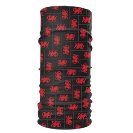 Black Wales Welsh Dragon Flag Neck Tube Scarf Snood Bandana Biker Balaclava MOD Scarf Snug