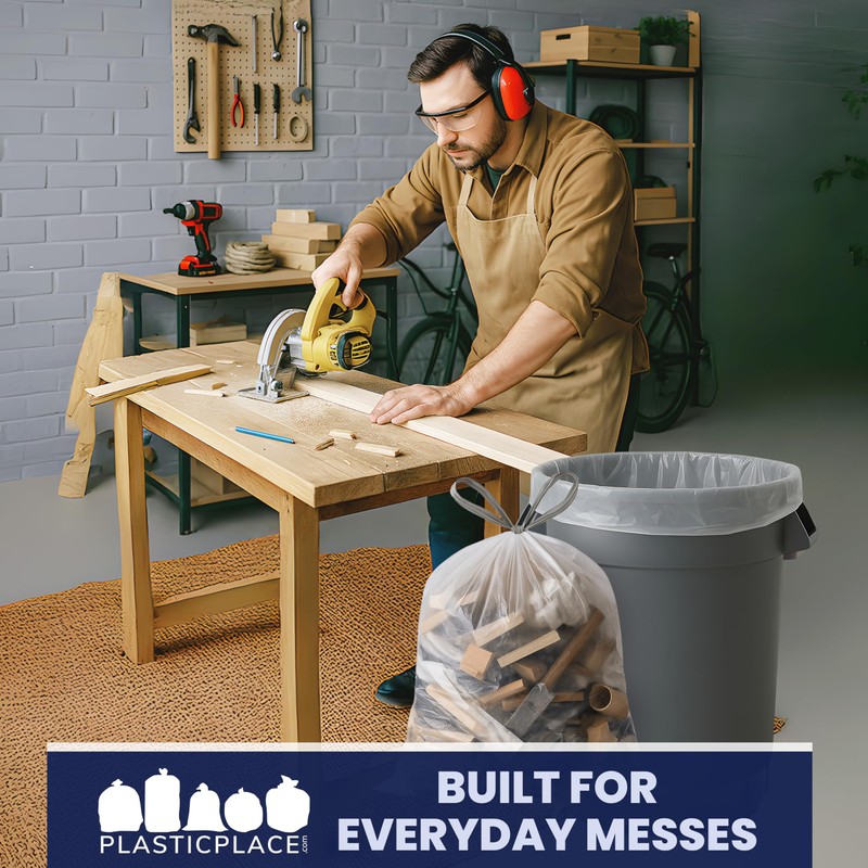 Plasticplace 32-33 Gallon Recycling Bags │ 0.9 Mil │ Clear