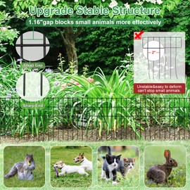 25ft(L) x 13in(H) Animal Barrier Fence,25 Panels 1.16in Gap No Dig Garden Fence for Dogs Rabbits,Rustproof Anti Digging Barrier Garden Edging Border Ground Defense for Outdoor Yard Patio
