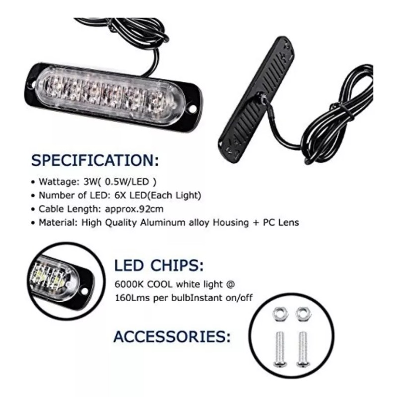 Eurotruck Mexico Lateral Led Barra Estrobo Escolta Patrulla 16 Funciones