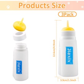Jiaxix 3 Pack Kitten Silicone Bottle Feeding Kit,Nipple & Feeding Kit for Kittens, Reusable Newborn Kitten Supplies, Suitable for Feeding Kitten, Puppy, Rabbit,Hamster (Yellow, Medium)