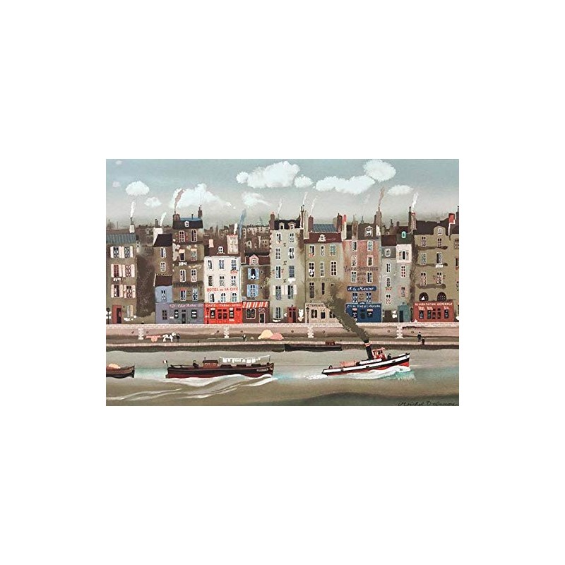 Michel Delacroix "Le Remorqueur Framed Stone Signed Litho 22" x