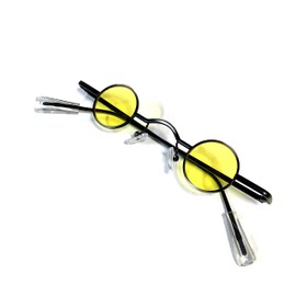 meSmart Mount Fuji Glasses Brand Steampunk Sunglasses Retro Cosplay Small Lightweight Men Women Black Kishibe Rohan Small Metal Black Yellow Pink, yellow