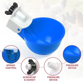 Tibaebe Chicken Waterer Cups, 8 Pack Blue Automatics Chicken Waterer, Professional Poultry Cups Suitable for Chicks, Duck, Goose, Turkey and Bunny Various Poultry, Compatible with Various Containers