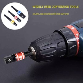 Tomato Palace Drill Bit Extension Set- Impact Socket Adapter Quick Release 1/2-Inch Square Drive to 1/4-Inch Hex Converter Chuck Adaptor+ Shank Set 1/4 inch 3/8 inch 1/2 inch AB-4
