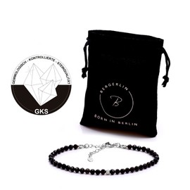 Bergerlin Genuine Natural Stone Pearl Bracelet with 925 Sterling Silver Pearl or Gold-Plated Pearl - Faceted with Clasp - with Certificate of Authenticity, 925 Silber - 18,5+4cm