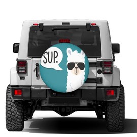 Foruidea Funny Llama Spare Tire Cover Dust-Proof Wheel Tire Cover Fit Trailer, RV, SUV and Many Vehicle 14 Inch