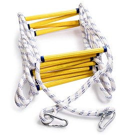 Aoneky Fire Escape Rope Ladder - Flame Resistant Emergency Fire Safety Evacuation Ladder with Hook Carabins for Kids and Adults, 2 - 3 Story Fire Rescue Ladder (32 Ft)