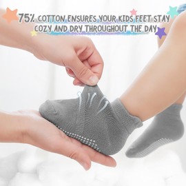 Aroveea Baby Toddle Socks Grip Non Slip Kids Boys Girls Cotton Socks 12 Pack Ankle Cute Newborn Socks 1-3T