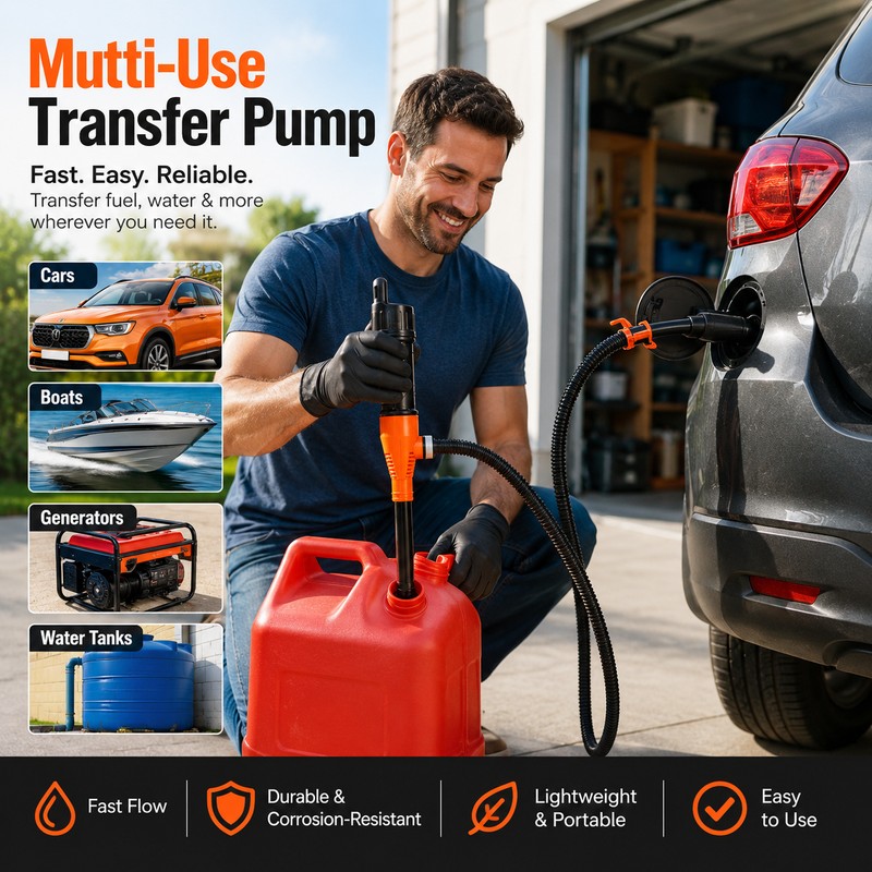 Battery-Powered Fuel Transfer Pump with Hose – Portable Electric Siphon
