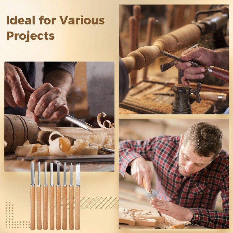8 Pcs Wood Lathe Tools - Wood Turning Tools for