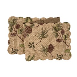 C&F Home Woodland Retreat Quilted Reversible Cotton Table Runner 14"X51" Pinecone Decor Decoration Cabin Rustic Lodge Brown Green Table Runner Multi