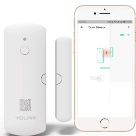 Smart Window Door Sensor, YoLink 1/4 Mile World's Longest Range Wireless Door Sensor Work with Alexa IFTTT, Smartphone Monitoring APP Alerts Open Reminder Smart Home Security Kit, YoLink Hub Required