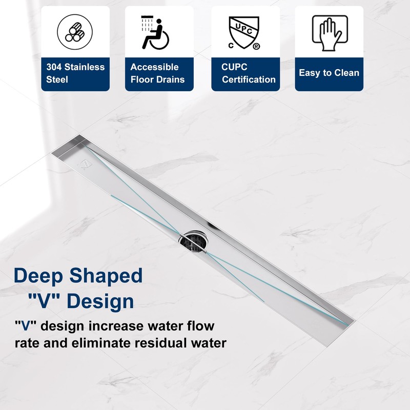 Neodrain 12-Inch Brushed Linear Shower Drain,Stainless Steel Linear Drain with