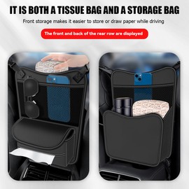 CGEAMDY Car Organiser Between Front Seats, Car Mesh Pocket Handbag Holder Between Front Seat, Leather Storage Bag for Car Seat Centre Front and Rear