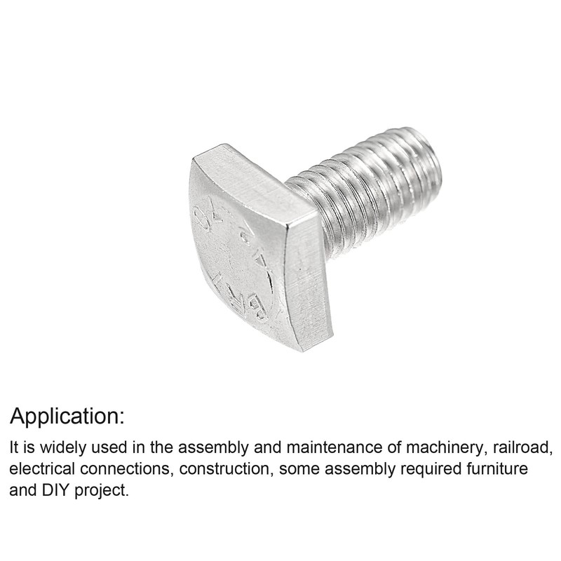 sourcing map Square Head Bolt, 10pcs M6x10mm Fully Thread 304