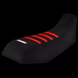 Honda Fourtrax TRX 70 Gripper Seat Cover 1986 - 1987 ALL BLACK / RED RIBS  #279