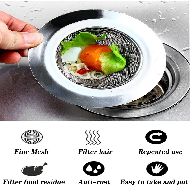 Pack of 2 Drain Strainers, Stainless Steel, 7.5 cm Drain