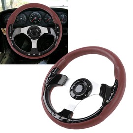 Volante de Carreras Universal, Volante de Juegos de Aluminio y Cuero Antideslizante de 13 Pulgadas y 6 Pernos para Carreras, Conducción de Simulación 