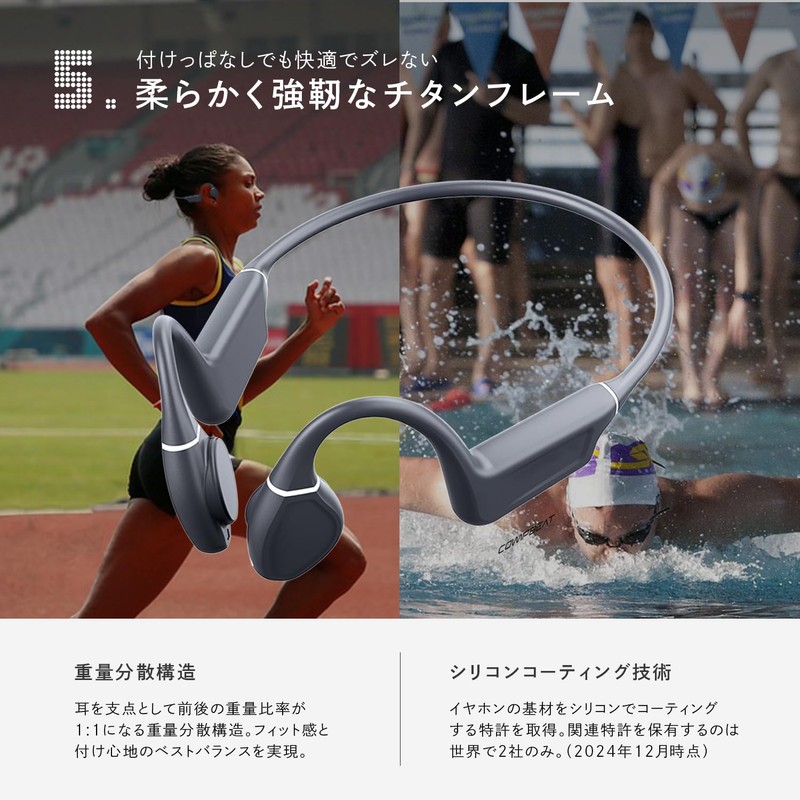 COMPBEAT ATHLETE Bone Conduction Earphones, Double Blade Flow with Bone