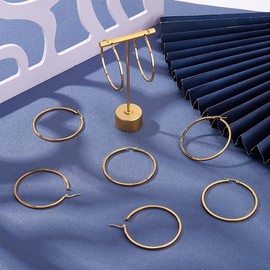 UNICRAFTALE 10 Pairs Stainless Steel Hoop Earrings Golden Huggie Hoop Earrings for Women Trendy Big Hoops Earring Lightweight Minimalist Round Huggie Hoops Earrings Jewellery Gifts 54.5mm