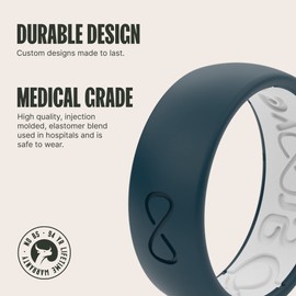 Groove Life Solid Anchor/White Ring - Breathable Silicone Wedding Rings for Men, Lifetime Coverage, Unique Design, Comfort Fit Ring - Size 13