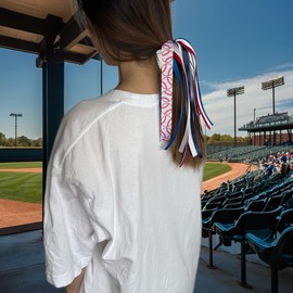 12 Pcs Baseball Accessories Scrunchies Ribbon Ponytail Holder Elastic Hair Ties Bands Party Games Gifts For Mom Women Teen Girls (Blue)