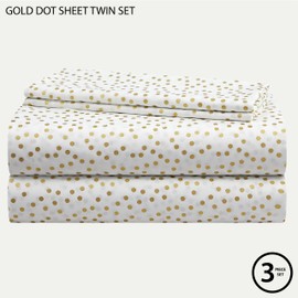 Heritage Kids Twin Sheet Set,3 Piece Gold Dot Pattern, Cozy and Durable