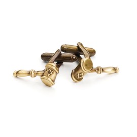 Antique Gold Hammer Cufflinks Masonic Velvet Pouch