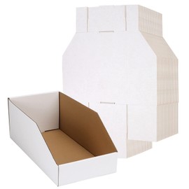EXYGLO Cardboard Boxes, Pack of 35 Corrugated Storage Bins 12x6x4.5 inch Pantry Organizer Bins for Shelves Garage Office Organization