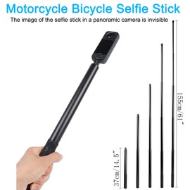 Motorcycle Mount kit for Insta360 One X5 X4 X3 X2 RS DJI OSMO 360 GoPro MAX- Double Clamps Handlebar Holder with 155cm Selfie Stick for Motorcycle and Bicycle Riding Records