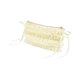 Zofu Glasses Case, Sunglasses Case, Ribbon, Ruffle, Pouch, Clothing, Stylish, Women's, Cute, Cosmetic Pouch, Gift, Braun