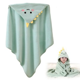 FDJZXW 80 x 80 cm Baby Towel Hooded Towel Baby Towel with Hood Baby Bath Towel Children's Towel Made of Coral Velvet, Bath Towel, Hand Towel, Suitable for Babies and Newborns (Green)